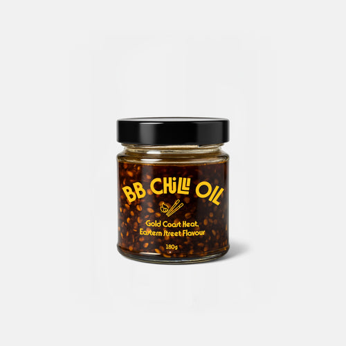 Jar of BB Chilli Oil on a white background